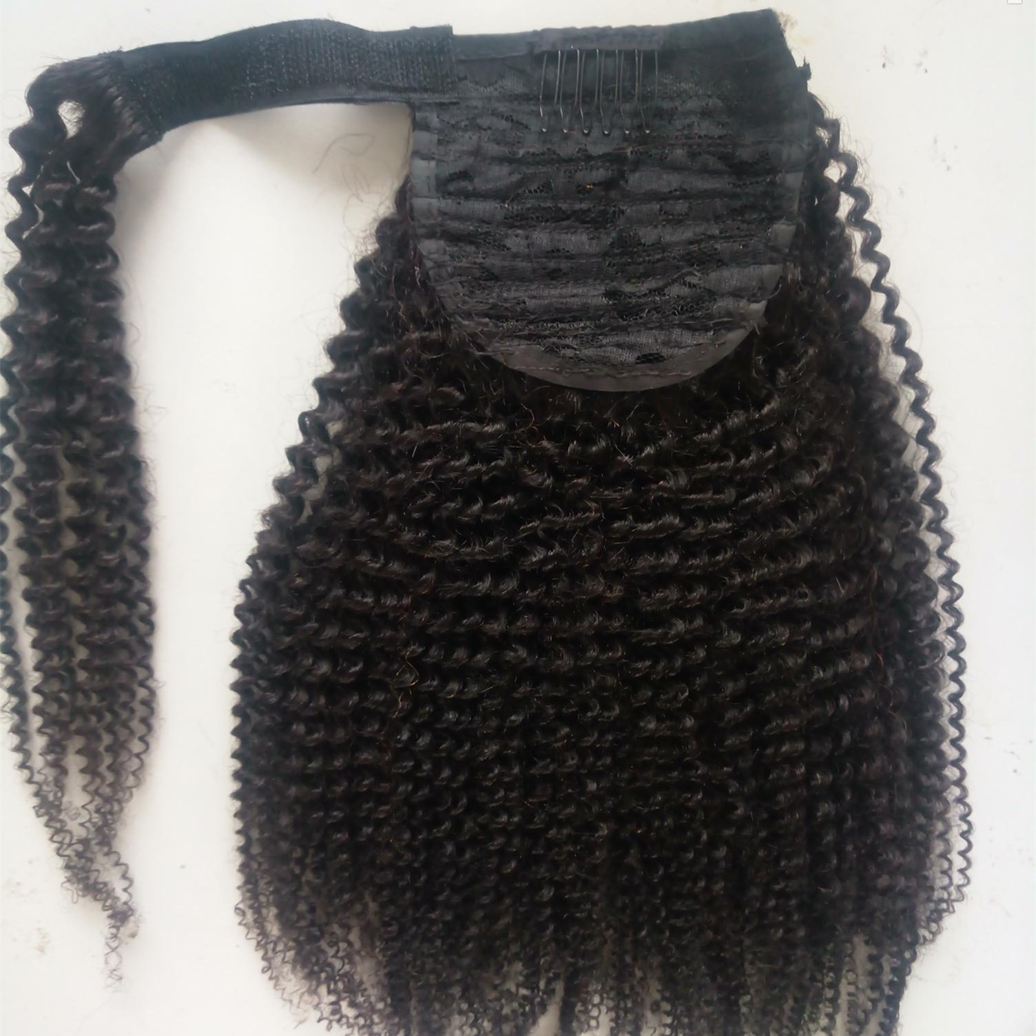 Diva 24 Inch Human Hair Ponytail with Drawstring Off Black AfroKinky Curly Ponytail Hair Extension Wrap for Women 160g Per Package Color 1B