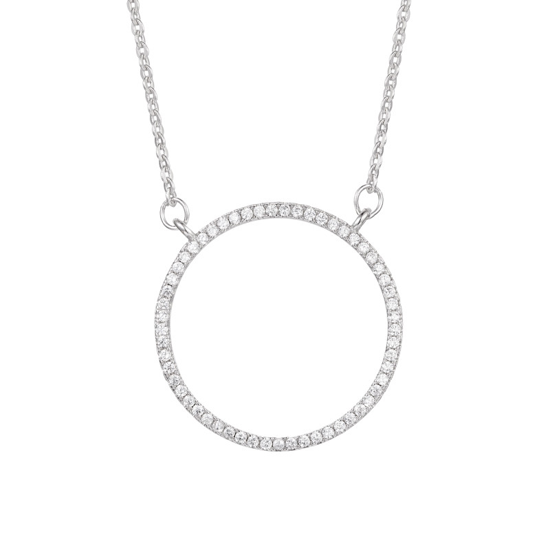 Handmade Round Hollow Necklace for Women Fashion 925 Sterling silver Engagement wedding Simulated Diamond Pendant with Necklace