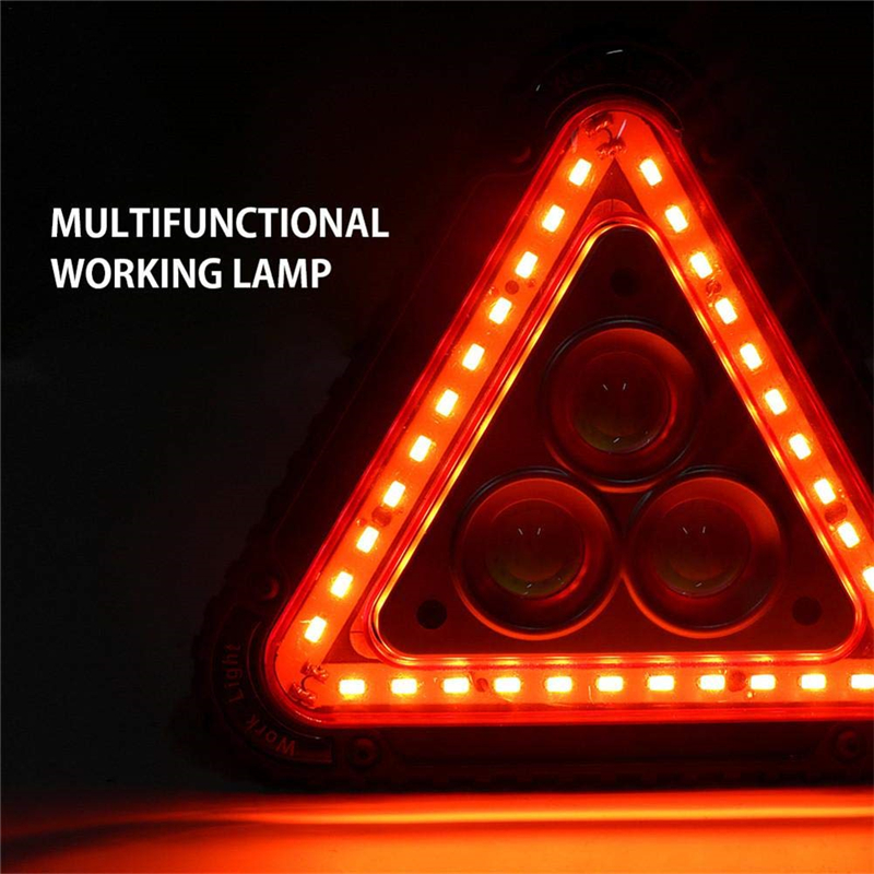 3COB Triangle Emergency Warning Light Multi-Function Portable Outdoor Camping Lamp with Hook Mining Lamp Work and Maintenance Light