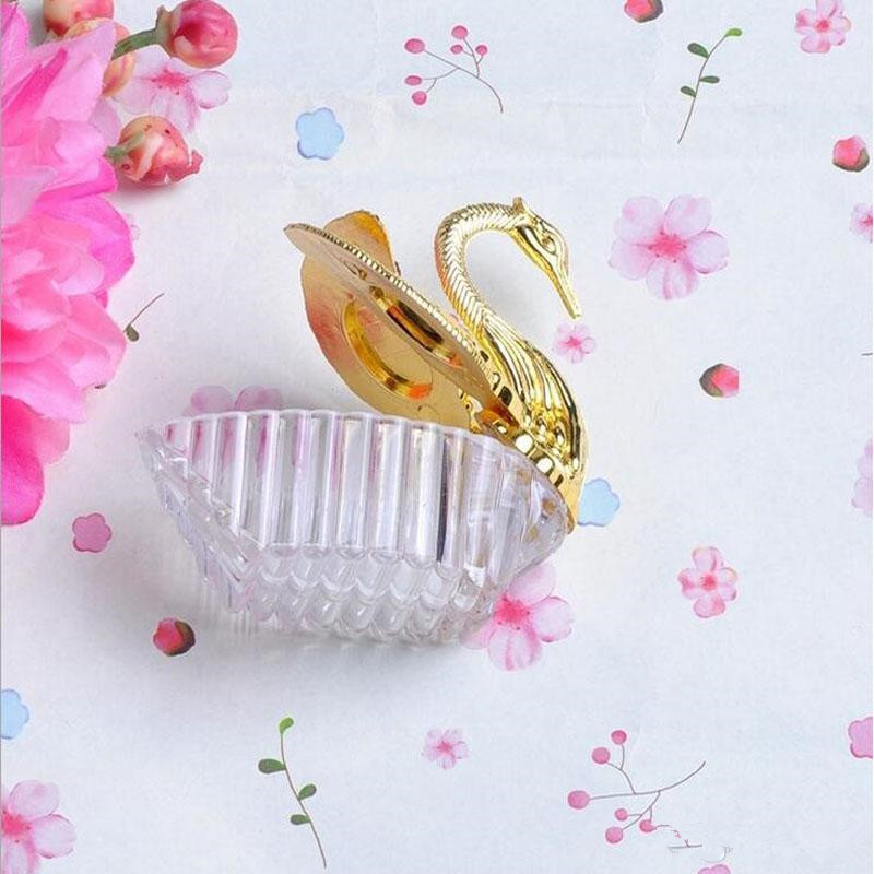 European Styles Acrylic Gold Silver Swan Sweet Wedding Gift Jewely Candy Box Candy Gift Boxes Wedding Favors Holders