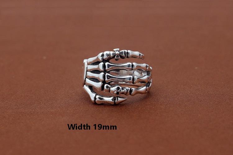 925 sterling silver punk vintage jewelry American hand-made designer skull Skeleton hands antique silver band rings for women & men