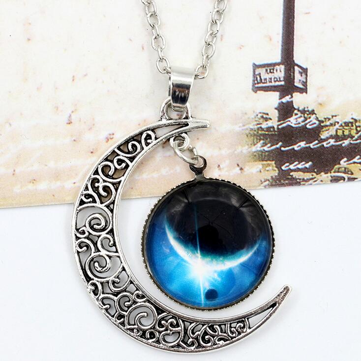 Interstellar gemstone necklace, alloy jewelry wholesale Moon Pendant DJN199 mix order Pendant Necklaces jewelry