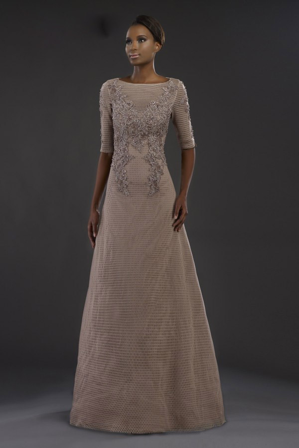 ELegant Janique A Line Mother of The Bride Dresses Jewel Half Sleeve Lace Applique Sequins Wedding Guest Dress Floor Length Evening Gowns