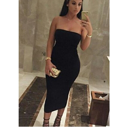 Top Fashion Summer Dresses Strapless Female Clothes Sleeveless Beach Bandeau Bodycon Tube Solid Dress Womens B1