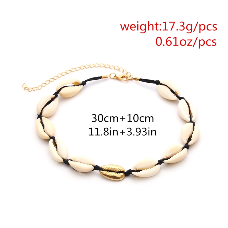 Handmade Summer Beach Shell Bracelet Conch Black Velvet Rope Necklace Set Bohemian Necklace and Bangle Jewelry Set Female