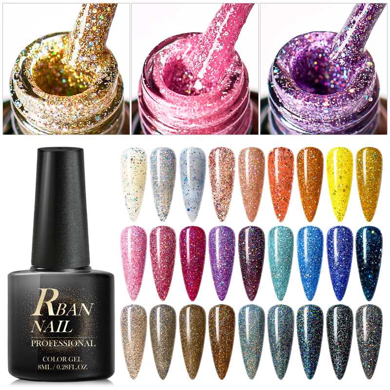 RBAN NAIL Nail Gel Varnishes Glitter LED UV Gel Polish Shiny Sequins Polish Long Lasting Sock Off Semi Permanent GelLak, M30032
RBAN NAIL Nail Gel Varnishes Glitter LED UV Gel Polish Shiny Sequins Polish Long Lasting Sock Off Semi Permanent GelLak, M30032