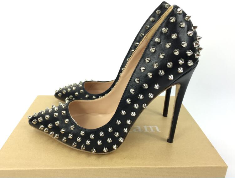 brand shoes red sloe women pumps high heel shoes rivet pointed toe fine heel lady wedding shoes bottom for the red 8cm 10cm 12cm, Black
brand shoes red sloe women pumps high heel shoes rivet pointed toe fine heel lady wedding shoes bottom for the red 8cm 10cm 12cm, Black