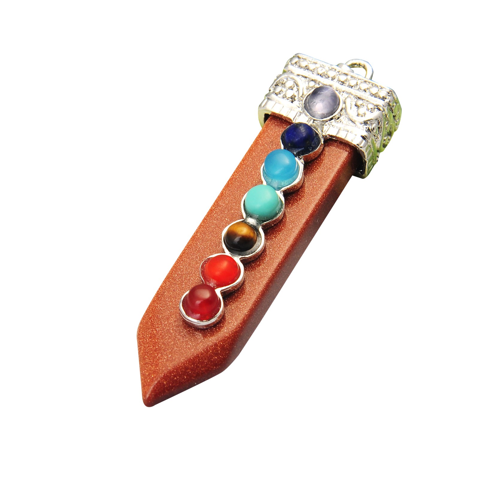 Seven chakras sword-shaped pendants for men and women meaning popular fashion 2019