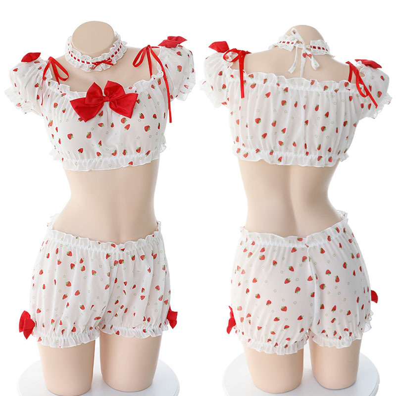 Sexy & Sweet Strawberry Print Lingerie Transparent Set Uniforms School Kawaii Anime Cosplay Bowknot Pajamas with Choker LY191222, Sky blue
Sexy & Sweet Strawberry Print Lingerie Transparent Set Uniforms School Kawaii Anime Cosplay Bowknot Pajamas with Choker LY191222, Sky blue