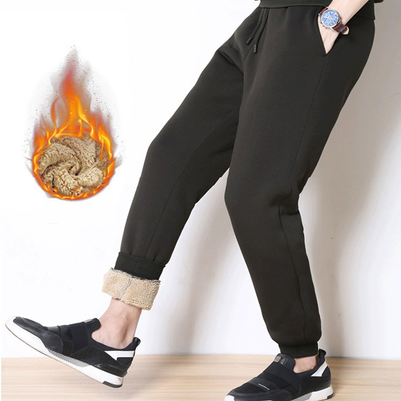 Men's Winter Pants Outside Warm Joggers Thicken Men Sweatpants Heavyweight Streetwear Fleece Trousers Men Pant CJ191210