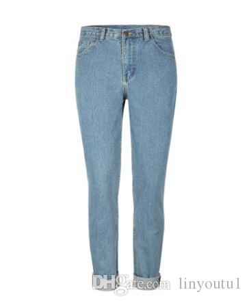 2020 Blue High Waist Mom 80s Jeans Casual Straight-led Denim for Ladies Straight-leg Casual Denim Ankle-length Pant