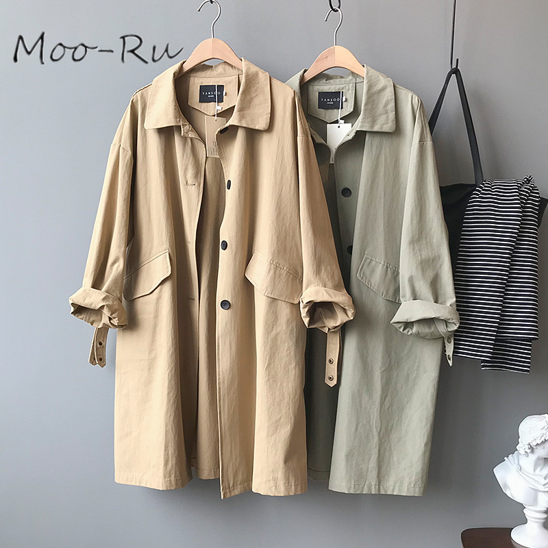 Moo-Ru 2020 Spring New Style Trench Coat Female Korean Version of The Long Loose Thin Long-sleeved Overalls, Green
Moo-Ru 2020 Spring New Style Trench Coat Female Korean Version of The Long Loose Thin Long-sleeved Overalls, Green