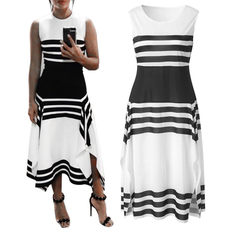 Women Plus Size Summer Sleeveless Evening Party Maxi Long Dress Vintage Striped Irregular Ruffles Split Office Clubwear S-3XL, Blue
Women Plus Size Summer Sleeveless Evening Party Maxi Long Dress Vintage Striped Irregular Ruffles Split Office Clubwear S-3XL, Blue