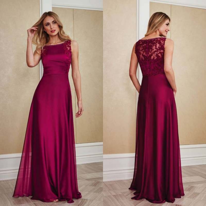 Gorgeous Burgundy Arabic Formal Evening Dresses Sleeveless Floor Length Chiffon Evening Gowns Custom Made Special Evening Dress