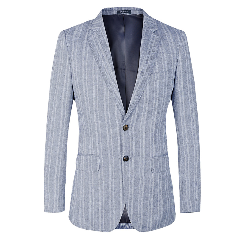 2020 two buttons Striped Mens Blazer Slim Fit Suit Jacket for wedding french Style cotton linen Blue Male Blazers Costume Homme
2020 two buttons Striped Mens Blazer Slim Fit Suit Jacket for wedding french Style cotton linen Blue Male Blazers Costume Homme