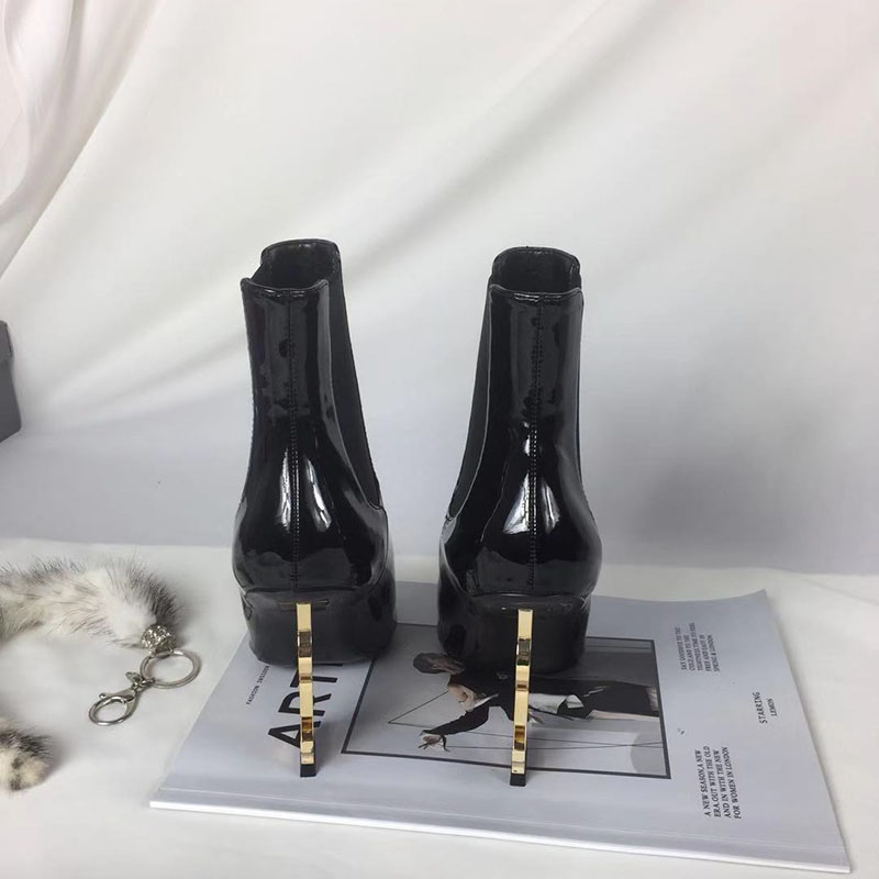 Hot Sale-letter with fashion boots Patent leHigh letter with fashion boots Patent leather heather heel, and leg elastic Martin boots