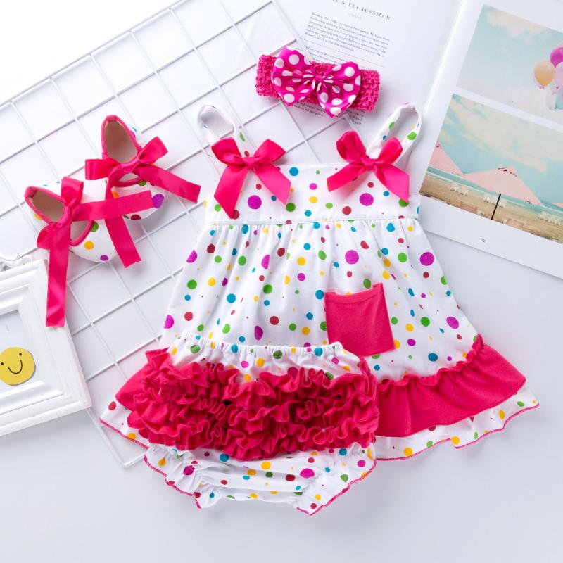 Summer Newborn Girls 4pcs Outfits Dot Baby Girl Rompers Jumpsuit Short Pants Headbank Shoes Baby Girls Clothing Set
Summer Newborn Girls 4pcs Outfits Dot Baby Girl Rompers Jumpsuit Short Pants Headbank Shoes Baby Girls Clothing Set