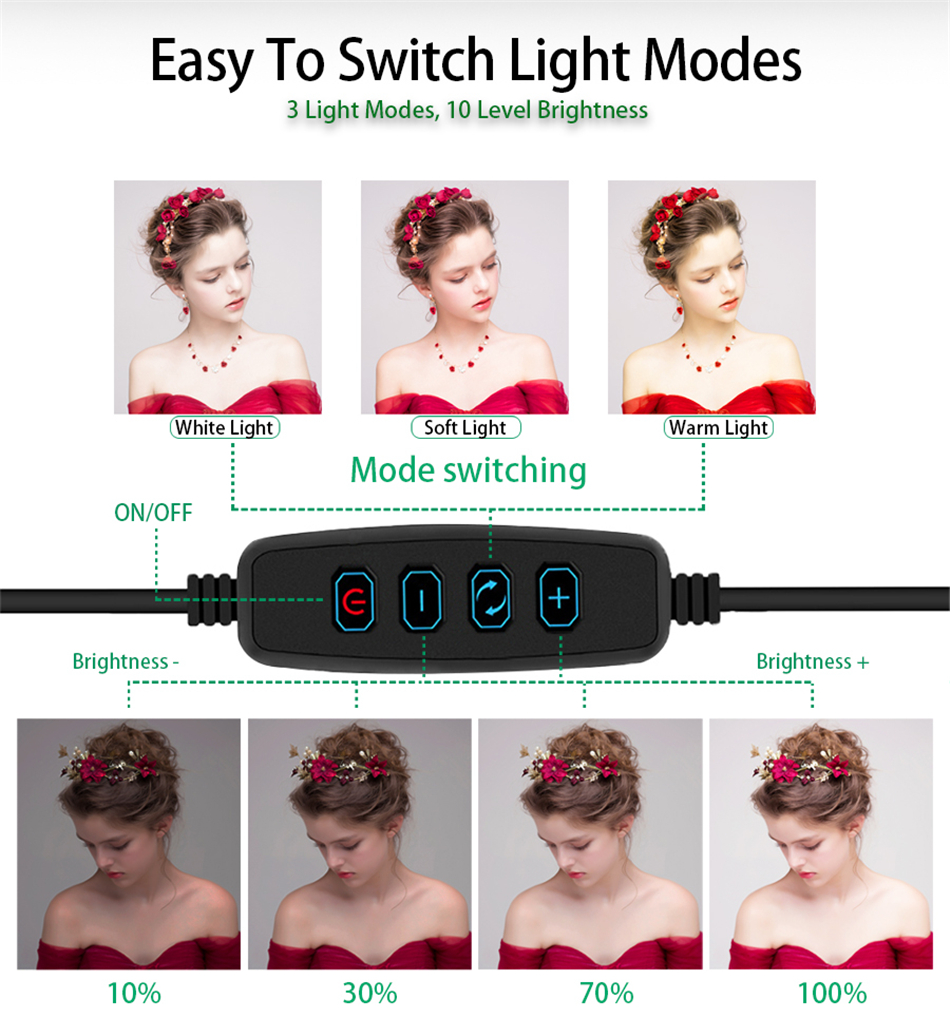 Youtube Makeup Video Live Shooting LED Ring Light Ring lamp 6 7 10 inch with phone holder Tripod Stand Selfie Ringlight Circle Tik