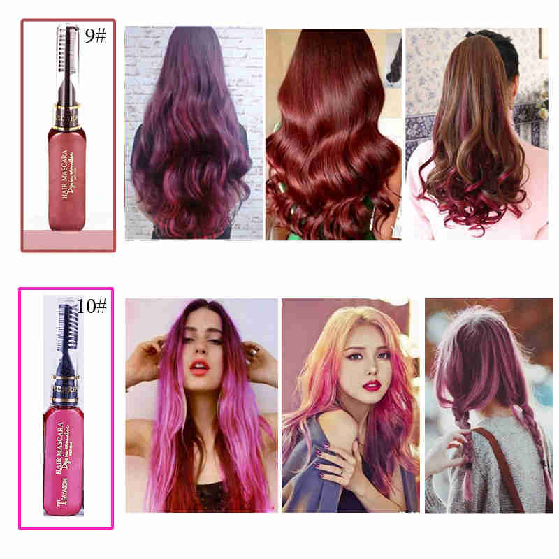 TEAYASON 13 Colors One-time Hair Color Hair Dye Temporary Non-toxic DIY Hair Color Mascara Dye Cream Blue Grey Purple