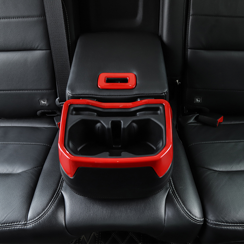 Red ABS Water Cup Holder Cover Rear Seat Armrest Trim For Jeep Wrangler JL 2018+ Auto Interior Accessories