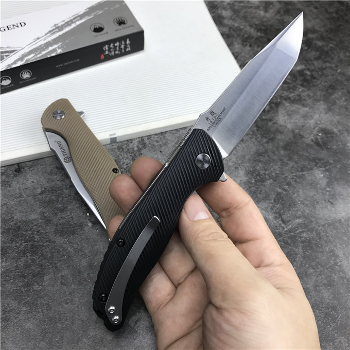 Jefrey Collins Handle 2 Colors Flipper Folding Knife 440C Satin Blade Fiber Nylon + Stainless Steel Sheets Handles Ball Bearing Knives +