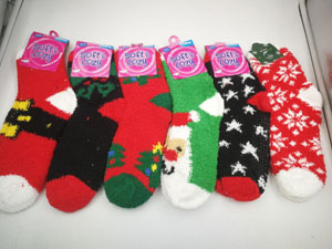 Women Winter Christmas Fuzzy Fluffy Socks Soft Cozy Warm Slipper Bed Socks For Xmas Gift 12pairs/lot