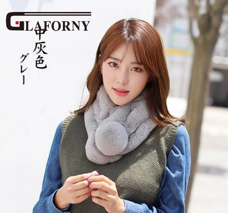 Glaforny winter beaver rabbit wool scarf collar lady winter warm fur scarf otter rabbit hair collar set wholesale D19011106