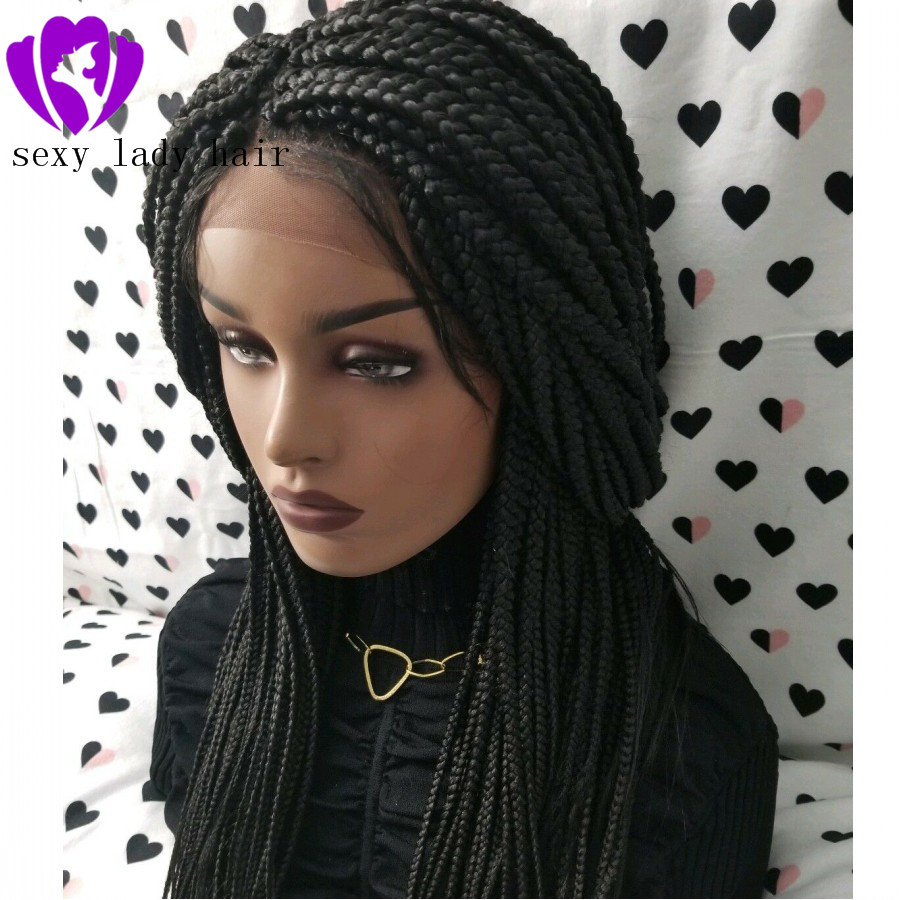 Fully Hand Braided Handmade Braid Wig Lace Front Wigs black/brown/blonde /ombre color box braids with baby hair for africa women