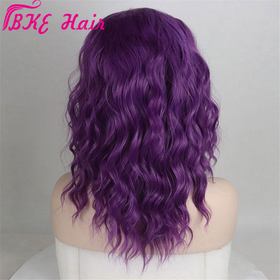 Brazilian Purple/Blue/Pink Lace Front Wig Glueless Purple Synthetic lace front Hair Wig With Baby Hair Short Bob Wigs for Women