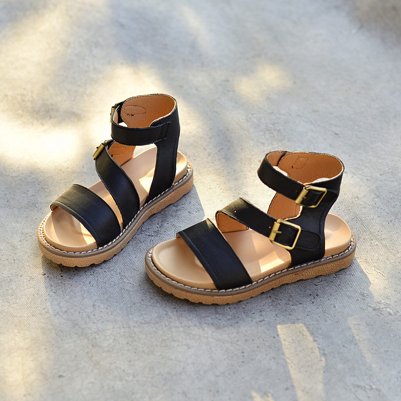 2020 New Summer Children's Roman Sandals Genuine Leather Fashion Princess Shoes Party Show Girls Sandals Euro: 26-36