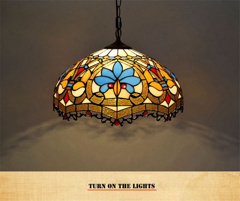16 inch European retro creative glass lamp Tiffany stained glass love decoration living room dining room bedroom chandelier TF043