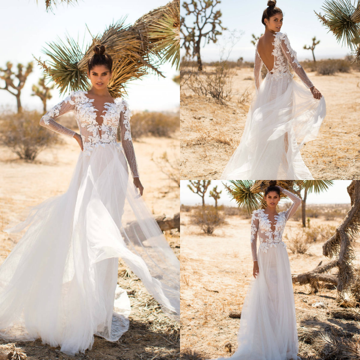 2019 Milla Nova Boho Wedding Dresses A Line Long Sleeves V Neck Beach robe de mariée Bridal Gown Sweep Train Country Wedding Dress, Ivory
2019 Milla Nova Boho Wedding Dresses A Line Long Sleeves V Neck Beach robe de mariée Bridal Gown Sweep Train Country Wedding Dress, Ivory