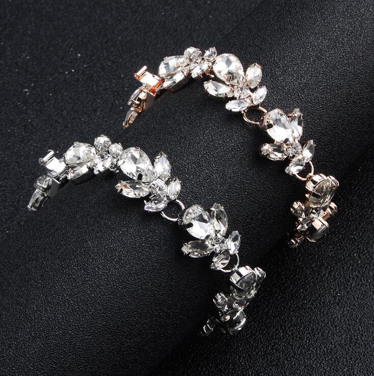 Gold Bridal Bracelets Sparkling Dazzling Rhinestones Beaded Wedding for Bridal The Great Gatsby Bracelets Girls Party Accessories