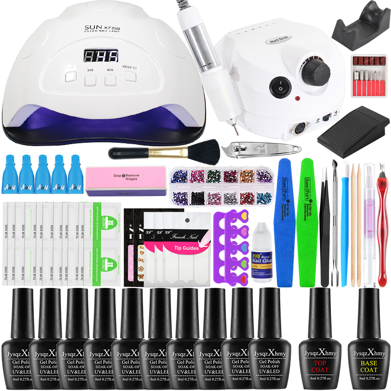 Nail Set With 84/54/24W Nail Lamp kit 10 pcs Gel Polish drill Machine Polish Kit Art Tools Set Manicure
Nail Set With 84/54/24W Nail Lamp kit 10 pcs Gel Polish drill Machine Polish Kit Art Tools Set Manicure
