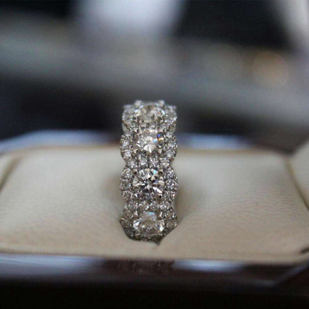 Vecalon Promise Ring 100% sterling sier bijou Pave Cz Statement Engagement Wedding Band rings for women men Jewelry