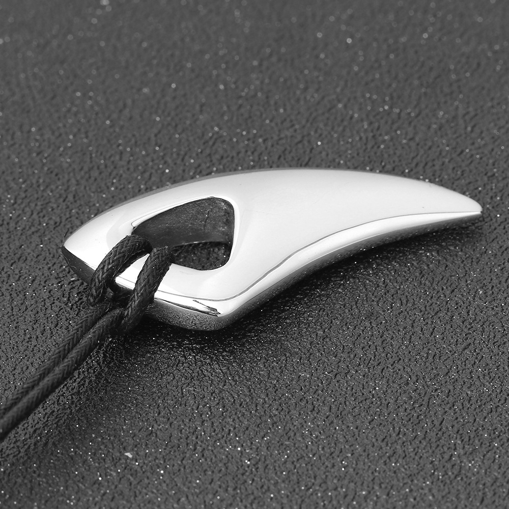 Horn Shape Spike Pendant Necklace Mens Hip Hop 316L Stainless Steel Cool Men Jewelry with Friendship Rope Chain