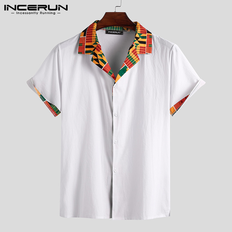 INCERUN Man Ethnic Patchwork Shirt Casual Loose Breathable Blusas Fashion Chemise Men Summer Short Sleeve Printed Lapel Shirts, Dark blue
INCERUN Man Ethnic Patchwork Shirt Casual Loose Breathable Blusas Fashion Chemise Men Summer Short Sleeve Printed Lapel Shirts, Dark blue