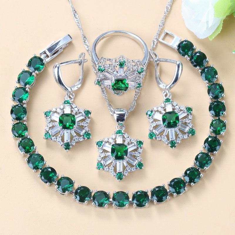 Bridal Costume Green Cubic Zirconia 925 Sterling Silver Jewelry Sets For Women Dangle/Earrings/Bracelet/Ring Wedding Jewelry, As pic
Bridal Costume Green Cubic Zirconia 925 Sterling Silver Jewelry Sets For Women Dangle/Earrings/Bracelet/Ring Wedding Jewelry, As pic