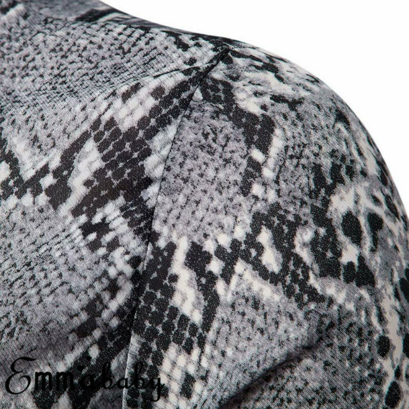 Fashion Trend Men's Long Sleeve Button Shirt Tops Slim Fit Unique Stylish Snake Skin Pattern Shirts Pre-Fall Clothes B3