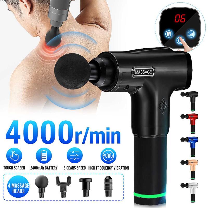 4000r/min Therapy Massage Guns 6 Gears Muscle Massager Sport Massage Machine Relax Body Slimming 5 Heads With Bag LCD Display
4000r/min Therapy Massage Guns 6 Gears Muscle Massager Sport Massage Machine Relax Body Slimming 5 Heads With Bag LCD Display