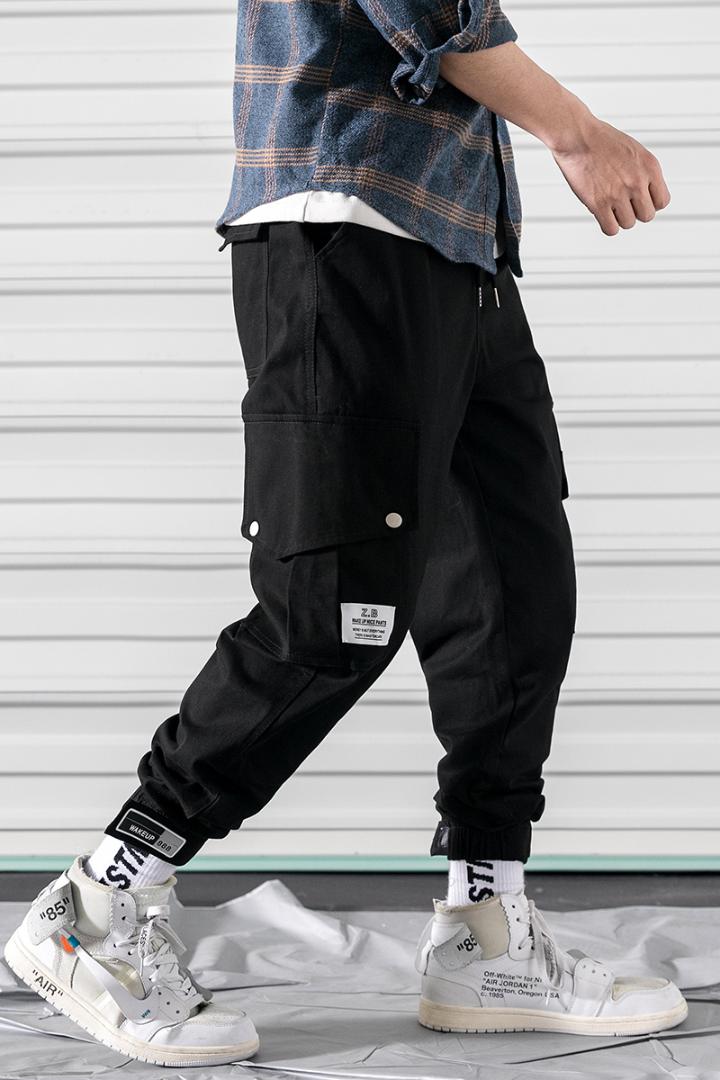 Men's Side Pockets Harlan Pants Hip Hop Casual Male Tactical Joggers Trousers Fashion Casual Streetwear Pants Elastic Waist