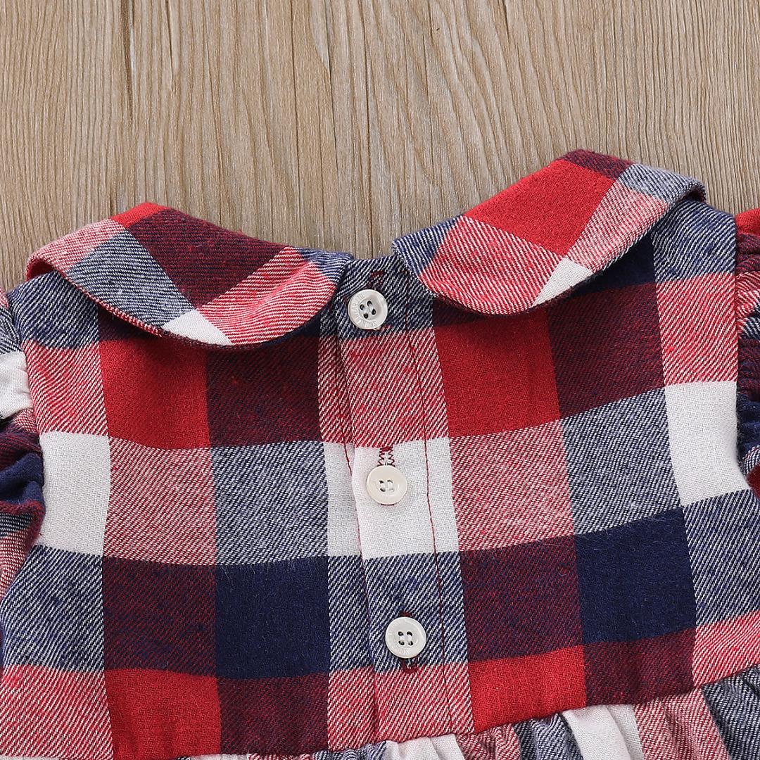 0-24M Newborn Infant Baby Girl Dress Long Sleeve Plaid Princess Party Dress Clothes