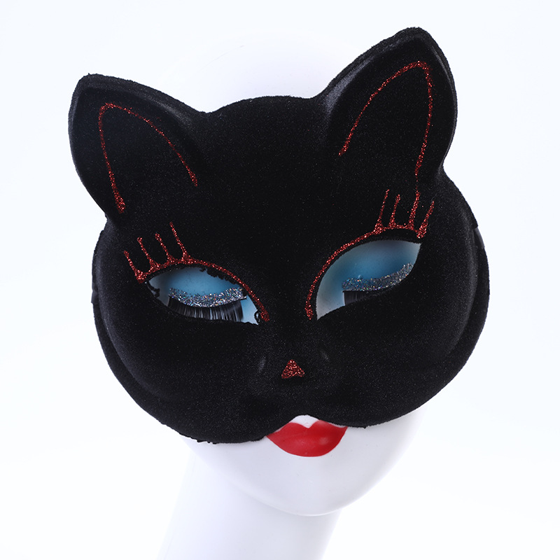 Blast hot-selling Masquerade Carnival children's dance show prop cute kitten half-face mask Halloween party dress up cat mask