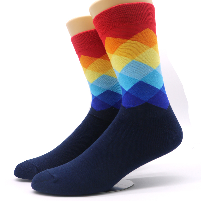10pairs/lot Men's Socks Gradient Color Style Male Man Compression Socks Casual Dress Long Business Socks Meias Calcetines HombreQ190401
