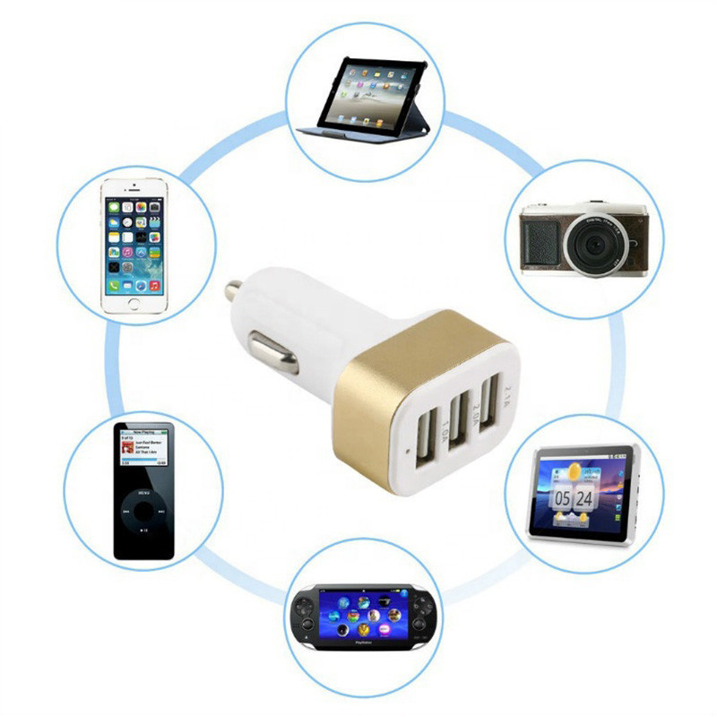 Chargers USB Car Charger Adapter Aluminium 2.1A+2.0A+1.0A Alloy Phone 12V Auto 3 Quality Cell Universal High Eblie
Chargers USB Car Charger Adapter Aluminium 2.1A+2.0A+1.0A Alloy Phone 12V Auto 3 Quality Cell Universal High Eblie