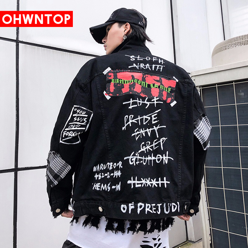 2020 Men Hip Hop Jacket Streetwear Loose Denim Jacket letter Graffiti Harajuku Oversize Black Jeans Coat Street Wear Tops
2020 Men Hip Hop Jacket Streetwear Loose Denim Jacket letter Graffiti Harajuku Oversize Black Jeans Coat Street Wear Tops