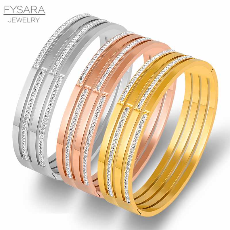 FYSARA Four Row Flat and Crystals Bangles for Women Wedding Jewelry Stainless Steel Wide Bangle Couple Jewelry
FYSARA Four Row Flat and Crystals Bangles for Women Wedding Jewelry Stainless Steel Wide Bangle Couple Jewelry