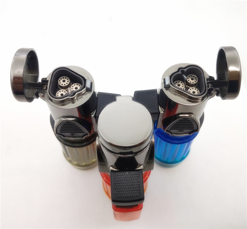 Mini Metal Windproof Refillable Butane Gas 3 Jet Flame Welding Camping Torch Random Color Cigarette Cigar Lighter W260202