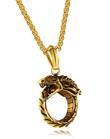 Retro Gold/Black Colors Ouroboros Dragon Pendant Necklace Fashion Classic Titanium Steel Men's Necklace Jewelry colar masculino
Retro Gold/Black Colors Ouroboros Dragon Pendant Necklace Fashion Classic Titanium Steel Men's Necklace Jewelry colar masculino