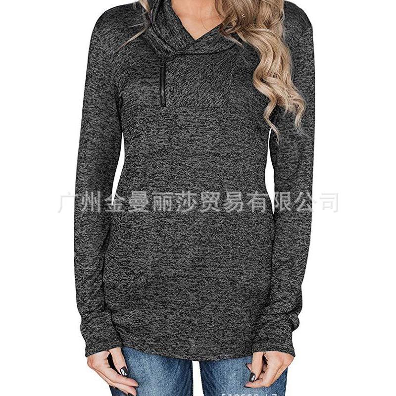 Women' Autumn Long-Sleeved Solid Color Zipper Jumper Draped Neck Casaul Top Sweatshirt, Black
Women' Autumn Long-Sleeved Solid Color Zipper Jumper Draped Neck Casaul Top Sweatshirt, Black